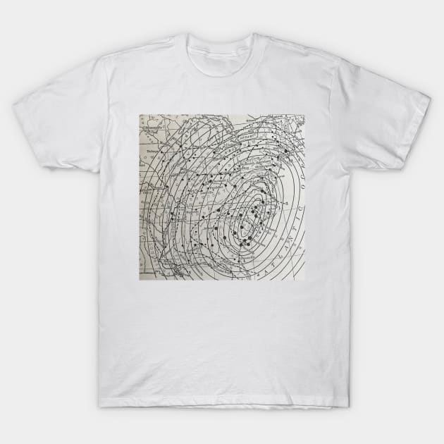 1886 Earthquake Seismic Map, antique vintage drawing T-Shirt by djrunnels